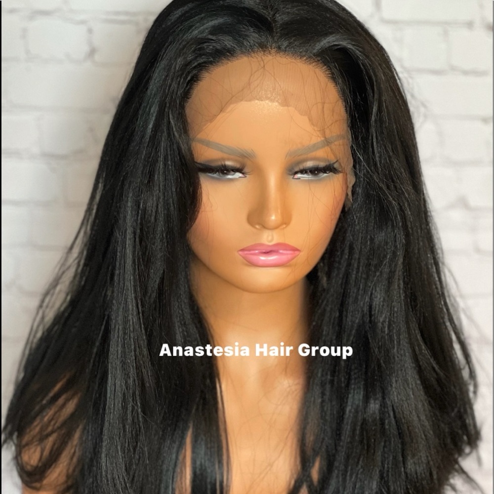 Light Yaki Virgin Hair Doupe! Synthetic yaki straight lace front wig for women